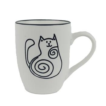 Hrnek porcelánový s kočkou černo-bílý 10,5cm