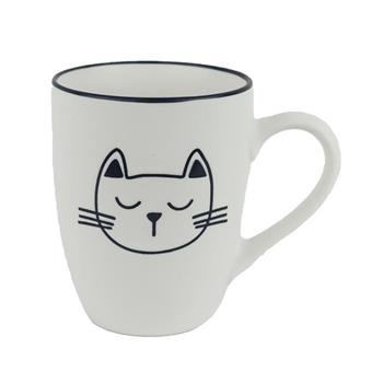 Hrnek porcelánový s kočičí hlavou černo-bílý 10,5cm