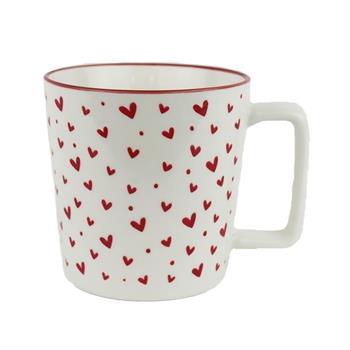 Hrnek porcelánový se srdíčky červeno-bílá 10cm