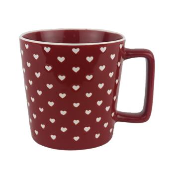 Hrnek porcelánový se srdíčky bílo-červený 10cm