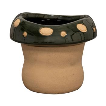Obal kulatý keranický FUNGHI zeleno-terakotový 14cm