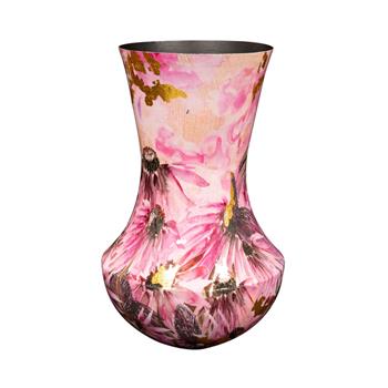 Váza kulatá kovová POLLY růžová 42cm