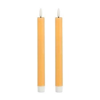 Svíčka kónická s 1LED, t.bílá s časovačem na baterie oranžová 2ks