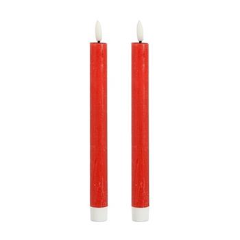 Svíčka kónická s 1LED ,t.bílá s časovačem na baterie červená 2ks