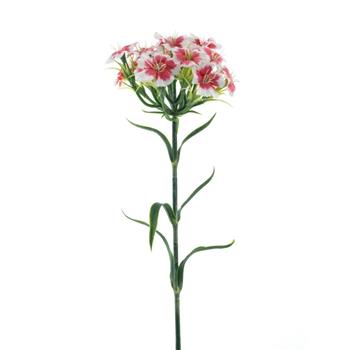 Hvozdík bradatý řezaný umělý bílo-červený 55cm