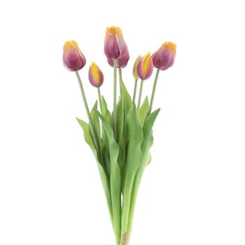 Tulipán SALLY umělý ve svazku žluto-mauve 7ks