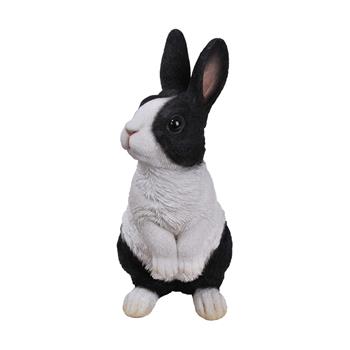 Králík holandský mládě stojící polyresinové černo-bílé 37cm