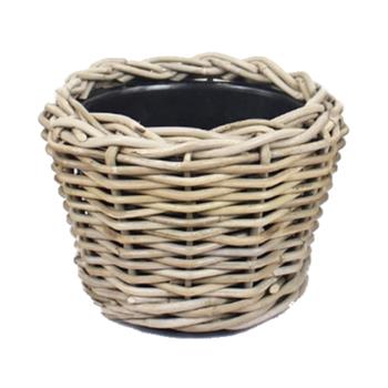 Obal kulatý DRYPOT ratanový s plastovou vložkou šedý 20cm