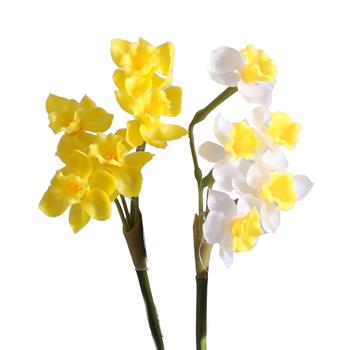 Narcis řezaný umělý s 5 květy mix žlutý/bílý 52cm