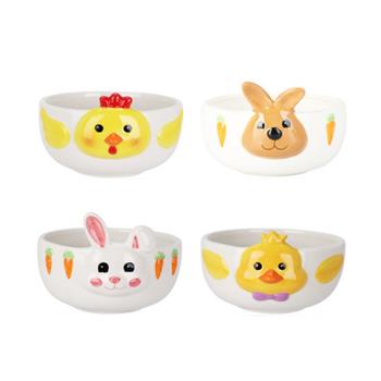 Miska kulatá dolomitická s velikonočním motivem bílá 13cm