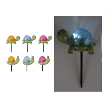 Zahradní zápich želva/šnek SOLAR plastový mix 16cm