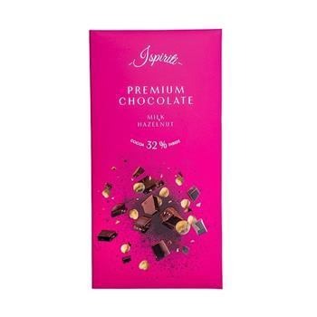 Čokoláda ISPIRITI mléčná 32% s lískovými ořechy 80g