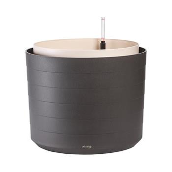 Samozavlažovací plastový květináč BERBERIS antracit/sl.kost 46cm