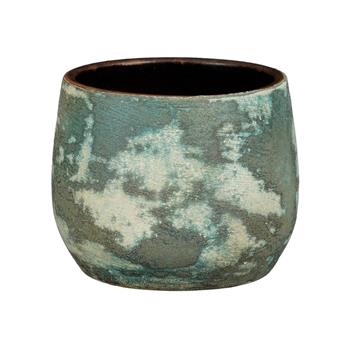 Obal na květináč kulatý terakotový OLAF zelená patina 16,5cm