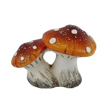 Muchomůrka dvojice keramická bílo-hnědá 10cm
