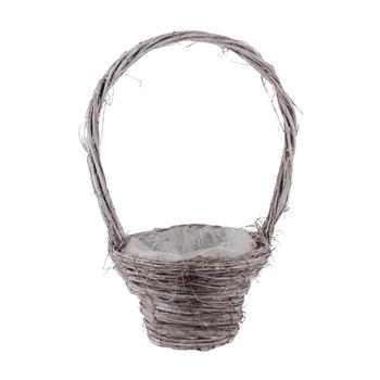 Koš proutěný kulatý s 1 uchem a aigelitem šedý 40cm