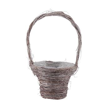 Koš proutěný kulatý s 1 uchem a igelitem šedý 48cm