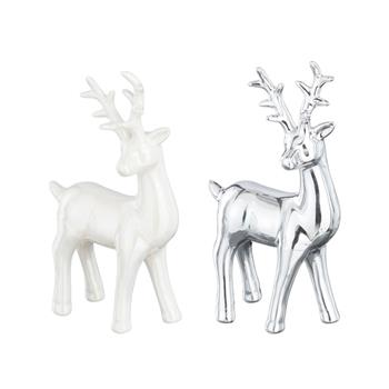 Jelen stojící keramický bilý/stříbrný mix 21,5cm