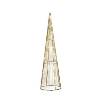 Kužel svítící s 20LED, t.bílá na baterie zlatý 50cm
