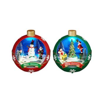 Ozdoba MERRY CHRISTMAS se scenérií uvnitř na baterie mix 18,5cm