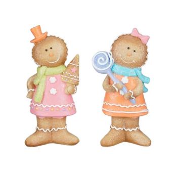 Perníčková dívka polyresinová růžová/oranžová mix 20cm