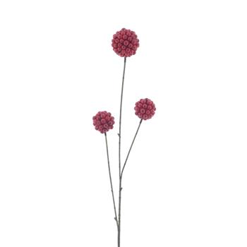 Větev se 3 koulemi z bobulí umělá červená 81cm