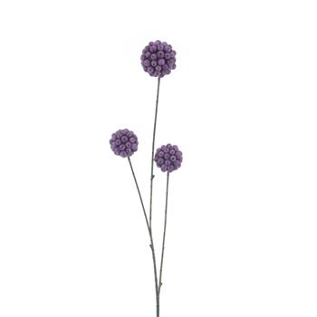 Větev se 3 koulemi z bobulí umělá purpurová 81cm