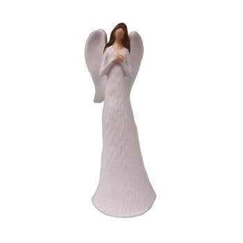 Anděl dívka stojící polyresinová bílá 10cm