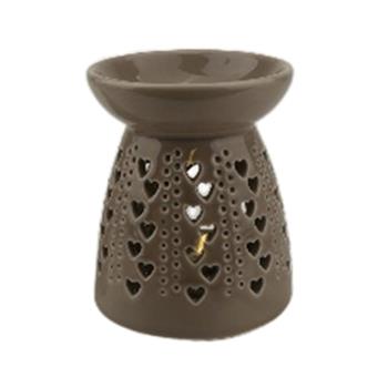Aromalampa keramická se srdíčky hnědá 12cm