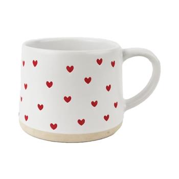 Hrnek keramický se srdíčky červeno-bílý