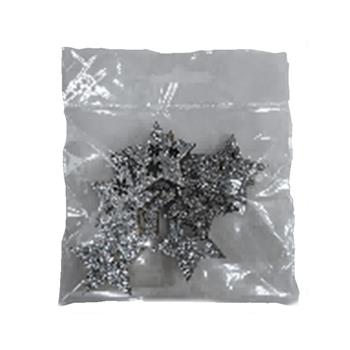 Přízdoba hvězda dřevěná s glitry stříbrná 12ks