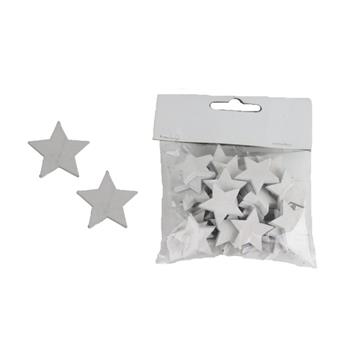 Přízdoba hvězda dřevěná bílá 2,5cm/18ks