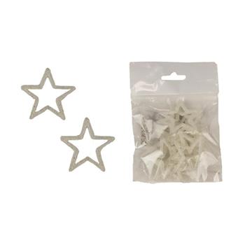 Přízdoba hvězda plastová s glitry 4,5cm/12ks