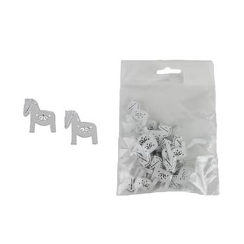 Přízdoba kůň dřevěný s ornamenty  bílý 25ks