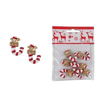 Přízdoba lízátko hůlka s mašlí polyresinová bílo-červená 6ks