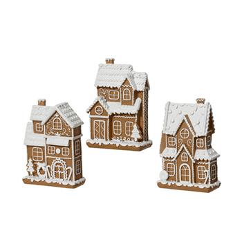 Perníkový domeček z polyresinu bílo-hnědý mix 14cm