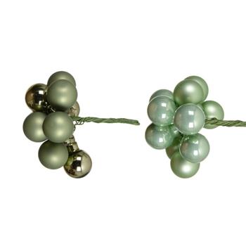 Svazková skleněná koule s drátkem 2cm leská/matná zelená 10ks