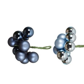 Svazková skleněná koule s drátkem 2cm leská/matná modrá 10ks