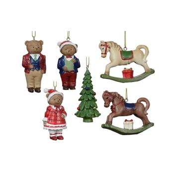 Ozdoba polyresinový medvěd/strom/houpací kůň mix  7,5cm