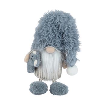 Skřítek sedící s medvěd látkový bílo-modrý 75cm