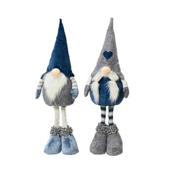 Skřítek stojící látkový modro-šedý mix 50cm