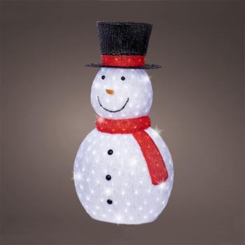 Sněhulák svítící venkovní akrylový 300LED st.bílá s časovačem bílý 107,5cm