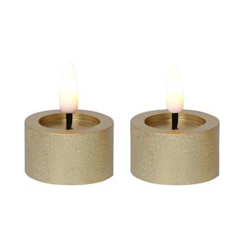 Svíčka čajová zlatá 1LED t.bílá s časovačem na baterie 2ks