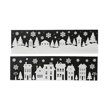 Okenní šablona s domy plastová mix 14 x 50cm