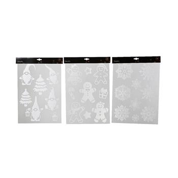 Okenní šablona skřítci/perníčky/vločky plastová mix 40cm