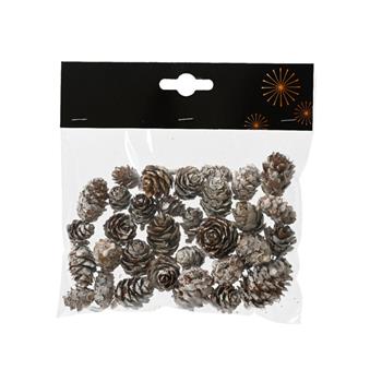 Šišky modřínové zasněžené v sáčku bílo-přírodní 40g