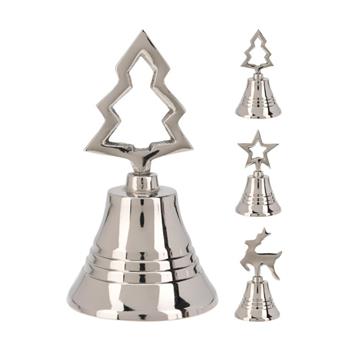 Vánoční zvonek stříbrný hliníkový mix 10cm