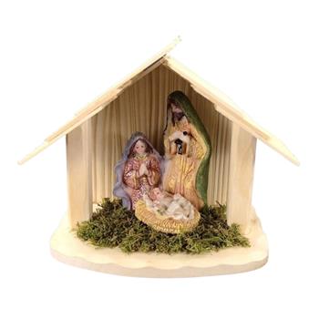 Jesličky dřevěné se Svatou rodinou 13,5cm