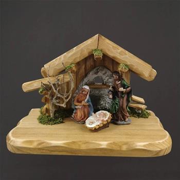 Jesličky dřevěné se Svatou rodinou 15cm