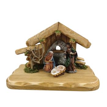 Jesličky dřevěné se Svatou rodinou 15cm